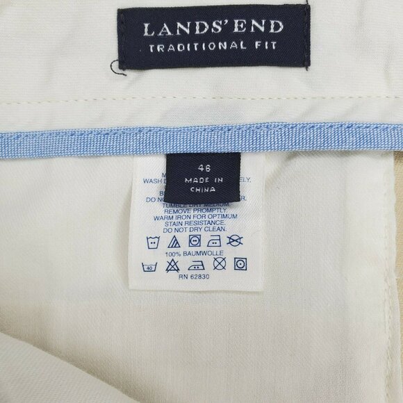 Lands End Traditional Fit 46 Regular %100 Cotton Beige Pants W/ Extra Buttons - Picture 8 of 12